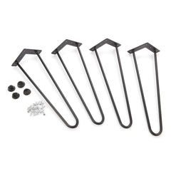 2-Wire Hairpin Leg - 16" - Black - 4 Piece