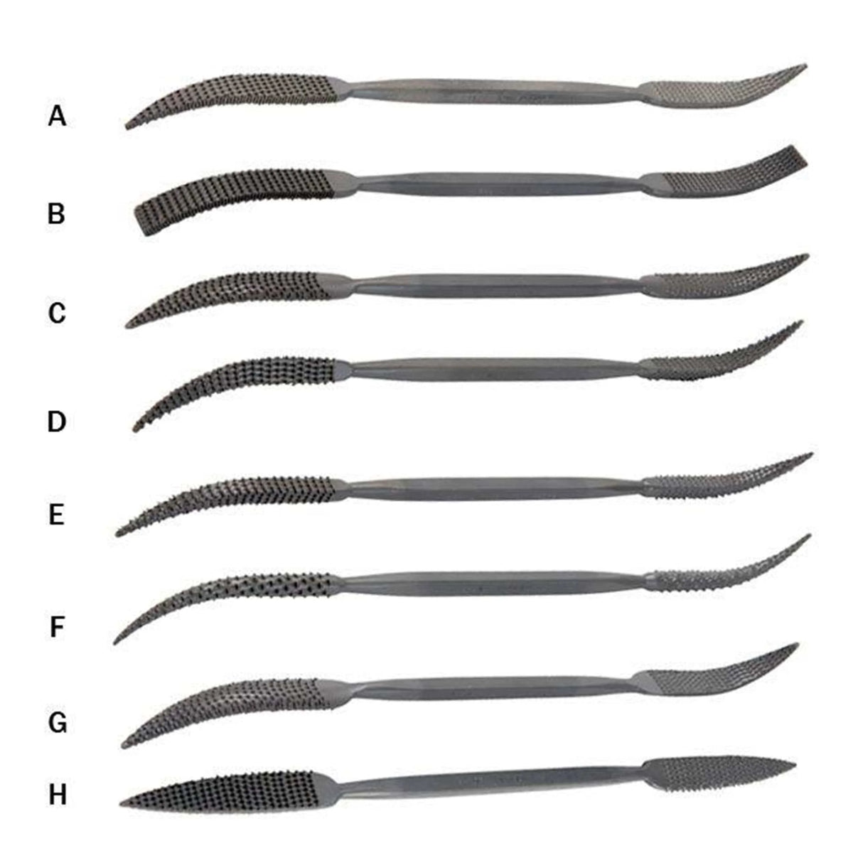 Riffler Rasps, Set of 8 (A-H)