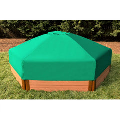 Classic Sienna 7' x  8' x 11" Composite Hexagon Sandbox Kit with Telescoping Canopy/Cover - 2" profile