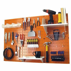 4' Metal Pegboard Standard Tool Storage Kit - Orange Toolboard & White Accessories