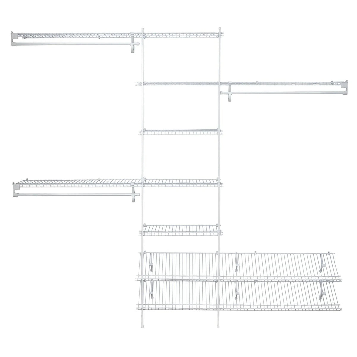 SuperSlide Closet Organizer Kit with Shoe Shelf 5' - 8' W Fixed Mount, White