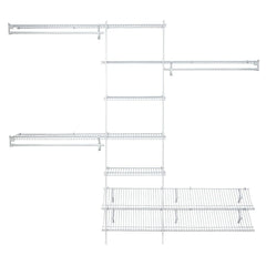 SuperSlide Closet Organizer Kit with Shoe Shelf 5' - 8' W Fixed Mount, White
